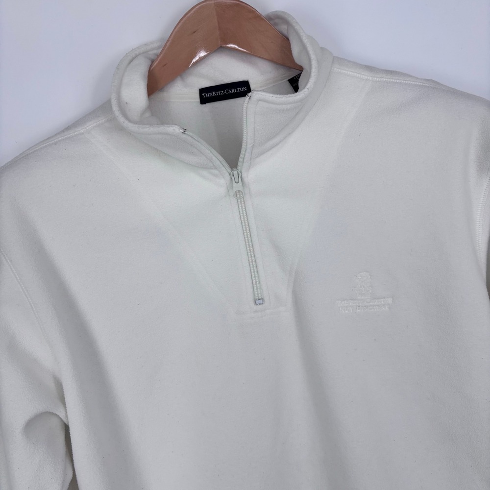 Ritz-Carlton 1/4 Zip Fleece Pullover Womens XL White Key Biscayne Golf Luxury